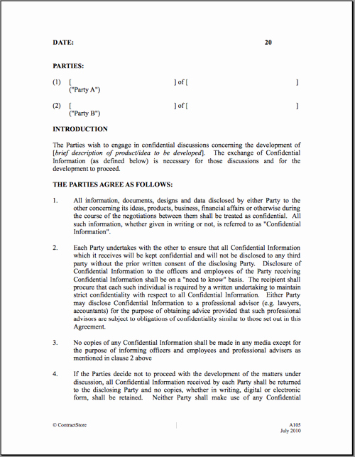 Confidentiality Clause for Documents Best Of Confidentiality Agreement Sample Free Printable Documents