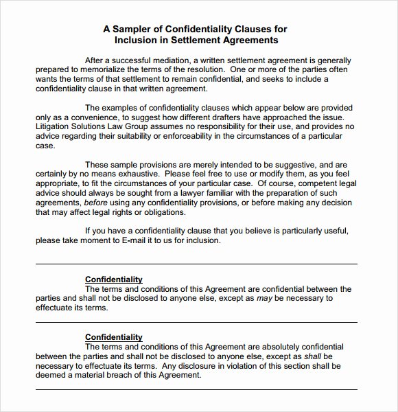 Confidentiality Clause for Documents Best Of Sample Confidentiality Agreement 6 Documents In Pdf