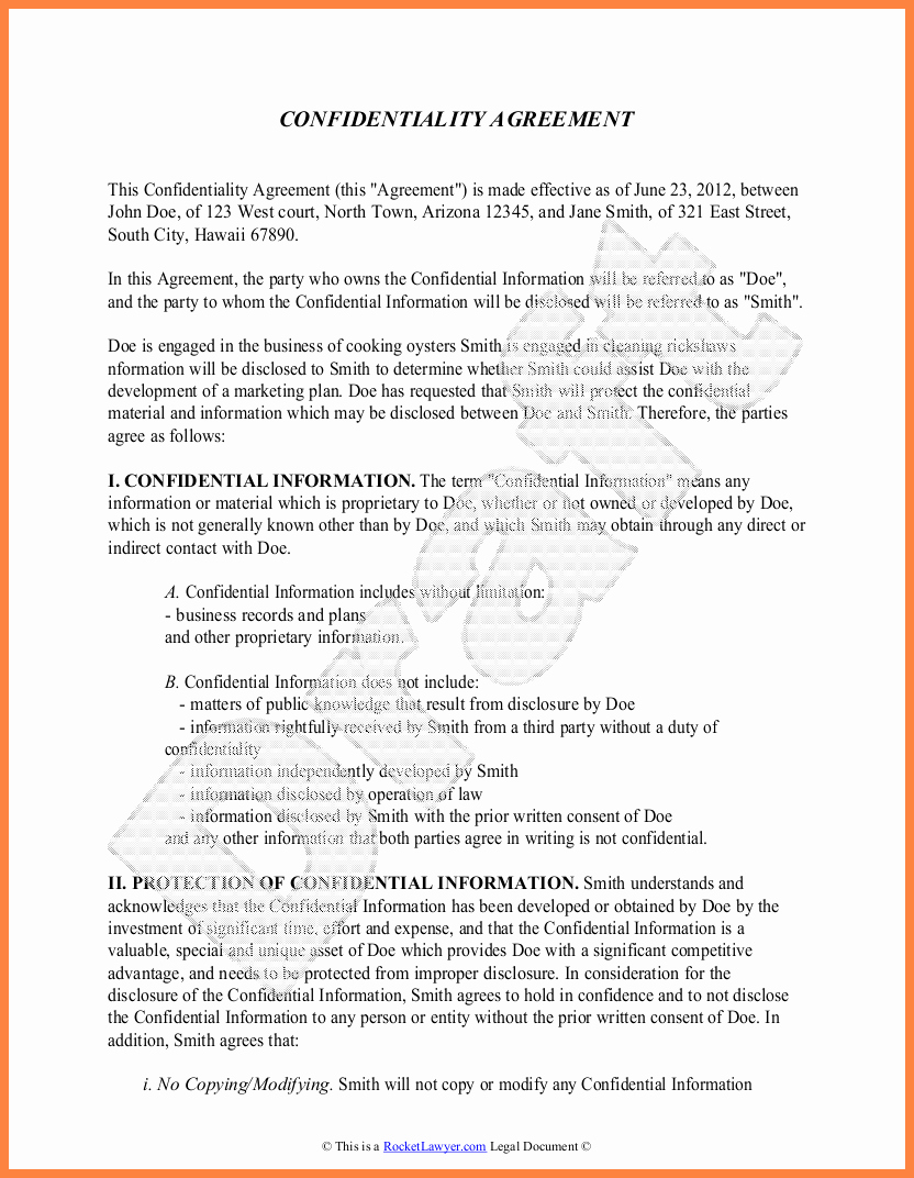 Confidentiality Clause for Documents Fresh 4 Business Plan Non Disclosure Agreement Template
