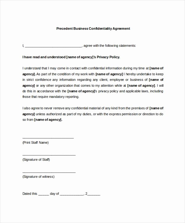 Confidentiality Clause for Documents Lovely Business Confidentiality Agreement 10 Free Word Pdf