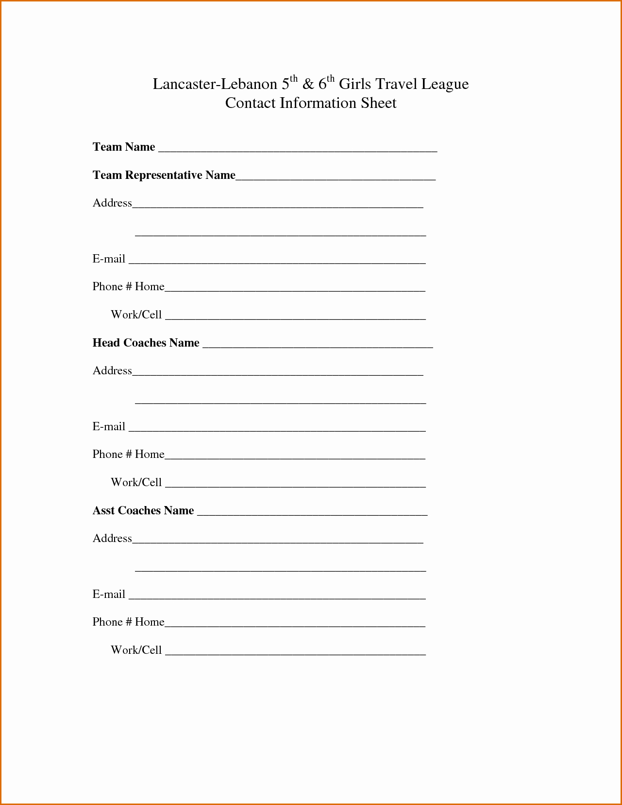Contact Information form Template Beautiful 6 Contact Information Sheet