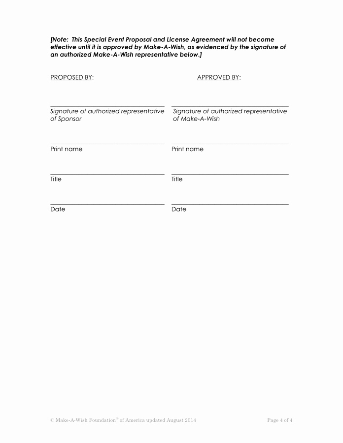 Contract Signature Page Example New Special event Proposal Sample In Word and Pdf formats