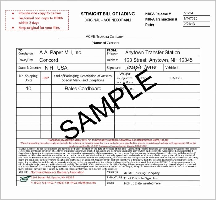 Conway Bill Of Lading Luxury Bill Lading form Dhl Template Resume Examples