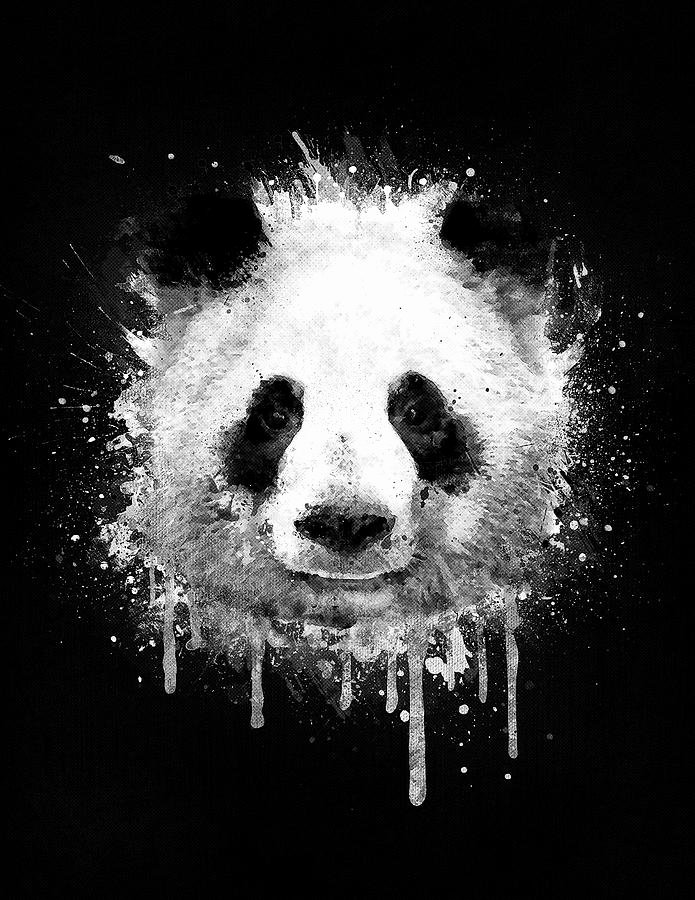 Cool Black and White Paintings Unique Cool Abstract Graffiti Watercolor Panda Portrait In Black