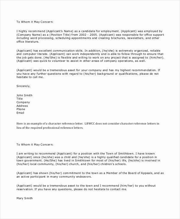 Copy Of Recommendation Letter Inspirational 14 Personal Reference Letter Templates Free Sample