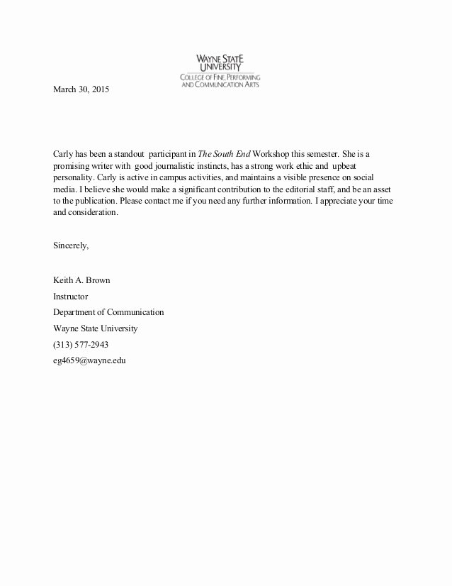Copy Of Recommendation Letter New Carly Adams Re Mendation Letterccx Copy