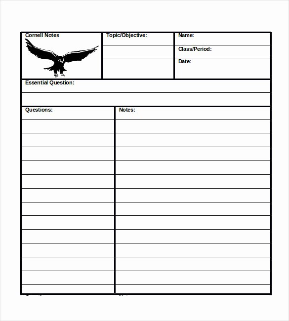 Cornell Note Template Word Awesome School Cornell Notes Template – 6 Free Word Excel Pdf