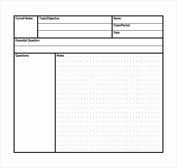 Cornell Note Template Word Fresh Free 13 Sample Editable Cornell Note Templates In Pdf