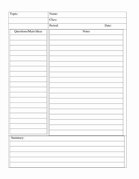 Cornell Note Template Word Luxury Avid Cornell Notes Template