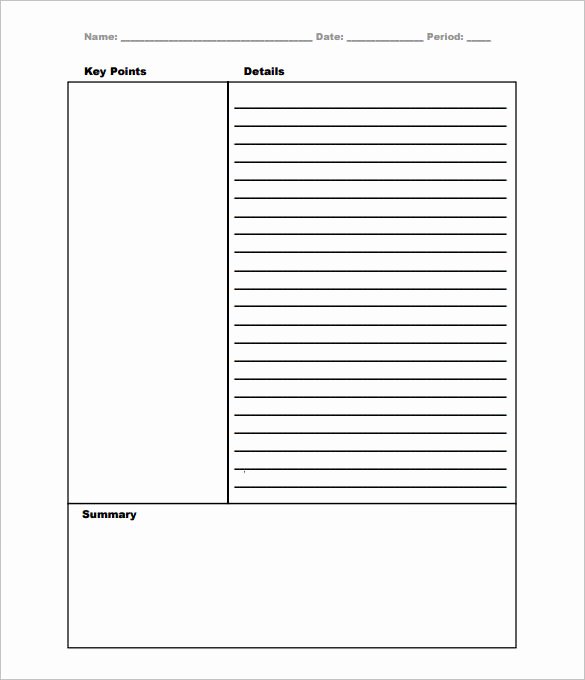 Cornell Note Template Word Luxury Cornell Notes Template 56 Free Word Pdf format