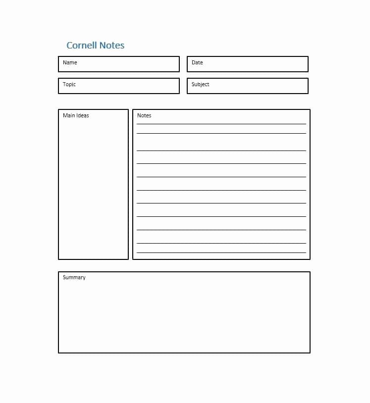 Cornell Note Template Word Luxury Cornell Notes Template
