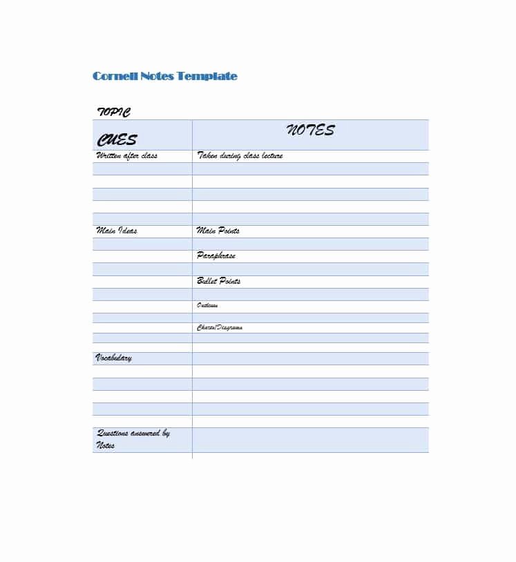 Cornell Note Template Word New 36 Cornell Notes Templates &amp; Examples [word Pdf]
