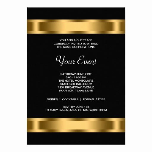 Corporate event Invitation Sample New Black Gold Black Corporate Party event Invitation