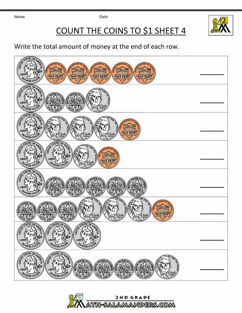 Counting Coins Worksheets Beautiful Counting Money Worksheets Up to $1