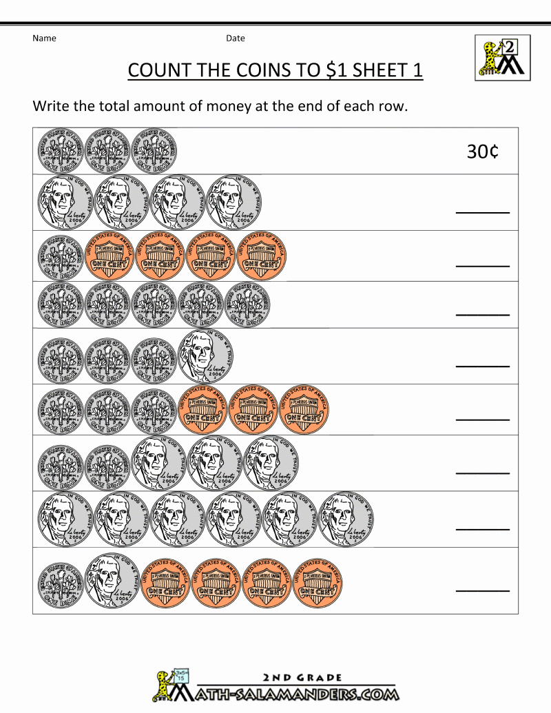 Counting Coins Worksheets Beautiful Counting Money Worksheets Up to $1