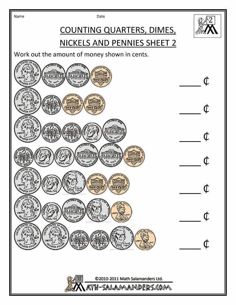 Counting Coins Worksheets Beautiful Math Money Worksheets Counting Quarters Dimes Nickels and