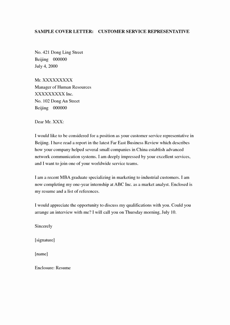 Cover Letter Customer Service Luxury Cover Letter Example Cover Letter Examples for Customer