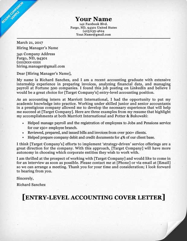 Cover Letter Examples Entry Level Awesome Entry Level Accounting Cover Letter &amp; Tips
