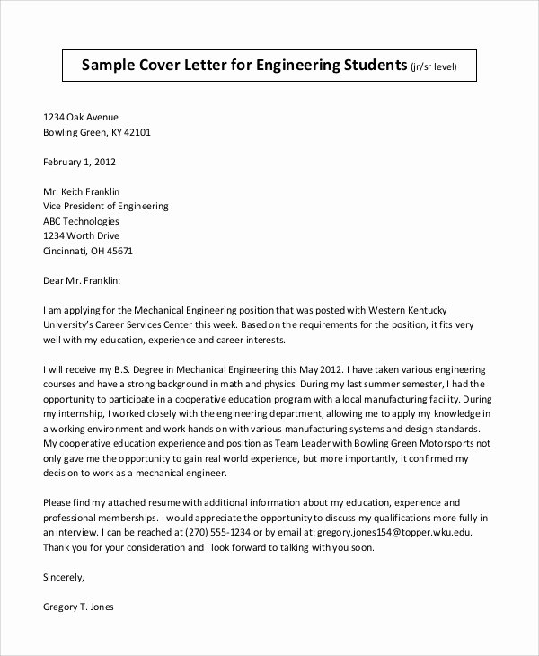 cover letter for student sample