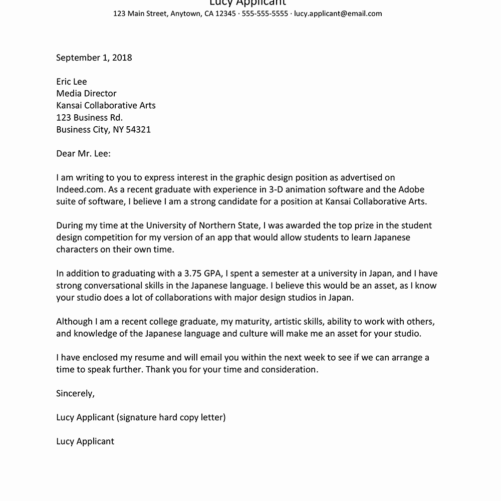Cover Letter Examples for Students Lovely Cover Letter Examples for Students and Recent Graduates
