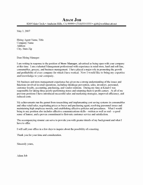 Cover Letter Examples Retail Fresh Cover Letters for Retail Free Job Cv Example