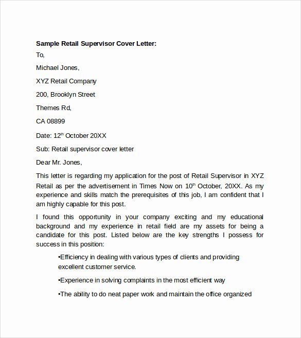 Cover Letter Examples Retail Fresh Sample Retail Cover Letter Template 9 Download Free