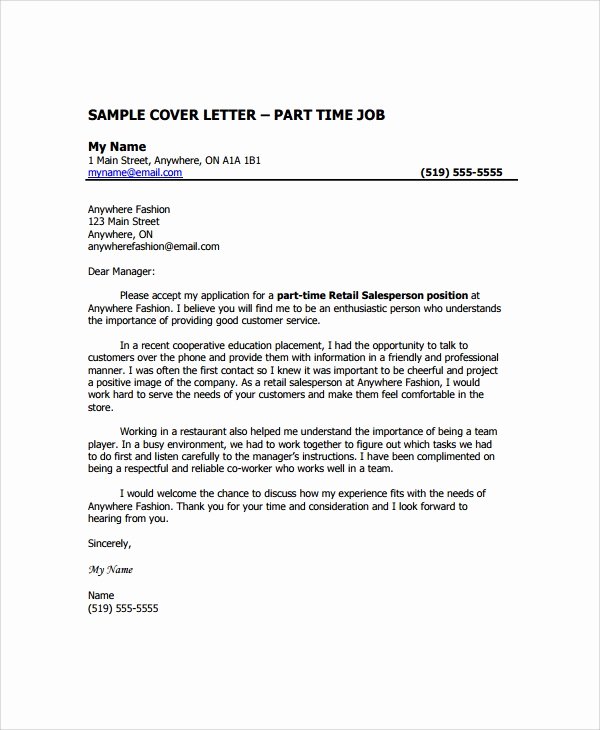 Cover Letter Examples Retail Fresh Sample Retail Management Cover Letter 6 Free Documents