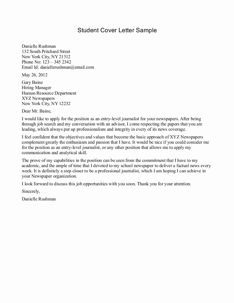 Cover Letter Examples Student Lovely Student Cover Letter