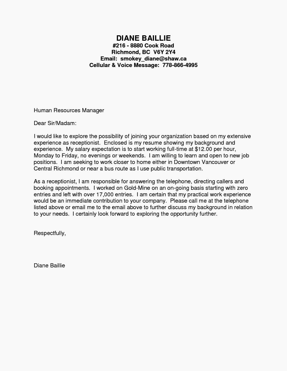 Cover Letter for A Receptionist Beautiful Cover Letter for Hotel Receptionist Job Receptionist