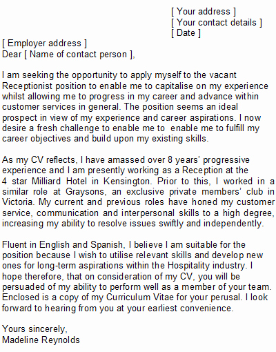 Cover Letter for A Receptionist Beautiful Receptionist Covering Letter Sample