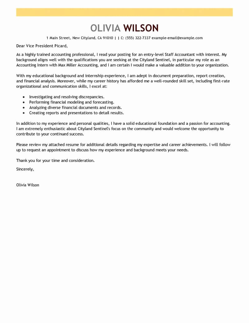 Cover Letter for Accountant New Best Staff Accountant Cover Letter Examples