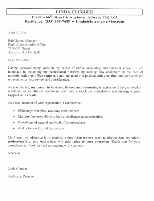 Cover Letter for Accounting Position Unique Accountant Cover Letter Example
