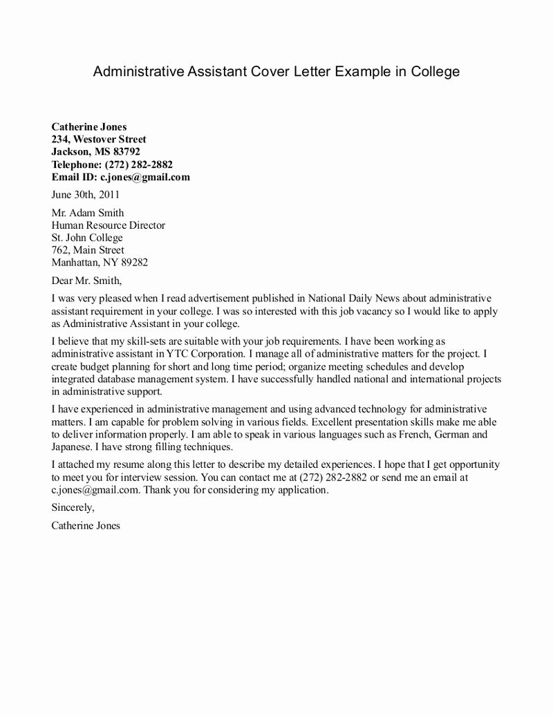Cover Letter for assistant New Outstanding Cover Letter Examples