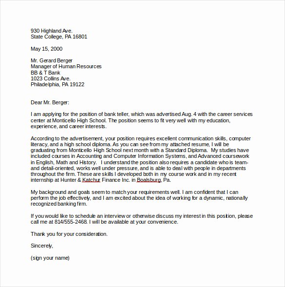 Cover Letter for Bank Best Of 8 Job Cover Letter Templates Free Sample Example