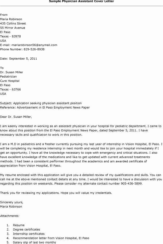 Cover Letter for Doctors Awesome Cover Letter Template Physician assistant