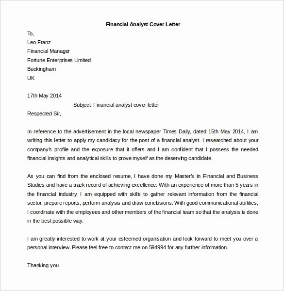 Cover Letter for Finance Beautiful 15 Best Sample Cover Letter for Experienced People Wisestep