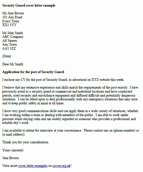 Cover Letter for Security Job Fresh Security Ficer Cover Letter Sample Security Guards