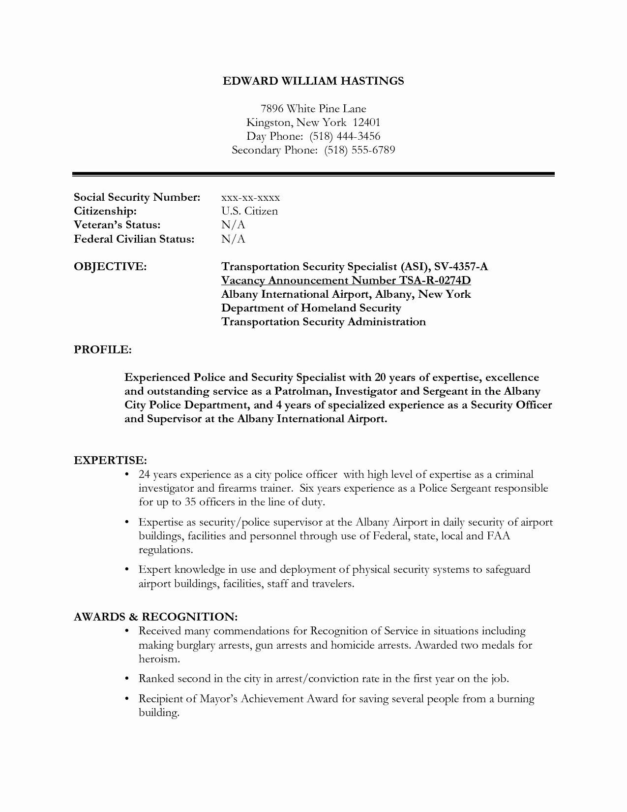 Cover Letter for Security Job New Fresh Transportation Security Ficer Resume