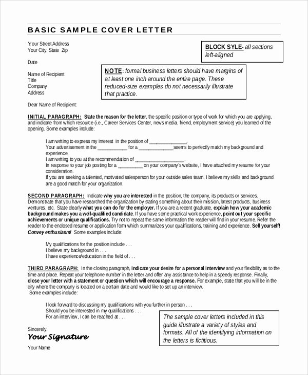 Cover Letter format Word Beautiful Sample Basic Cover Letter 8 Examples In Word Pdf