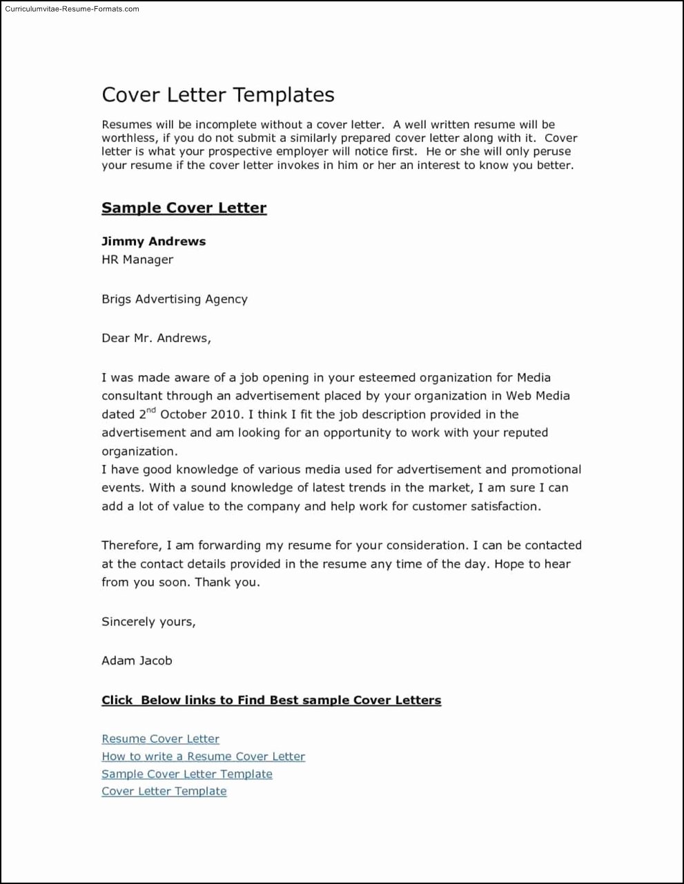 Cover Letter format Word Unique Free Cover Letter Template for Resume In Word Free