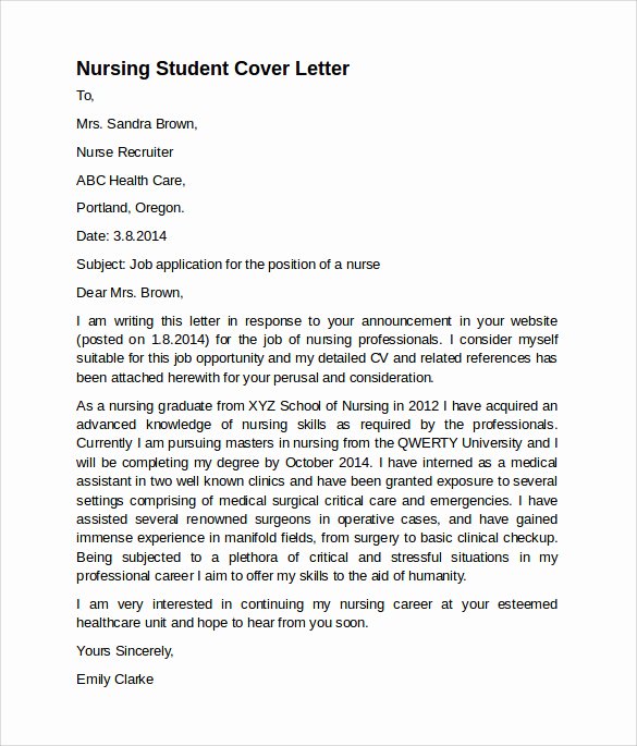 Cover Letter Nursing Student Inspirational Download the Encyclopedia Ecology