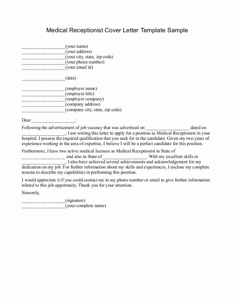 Cover Letter Sample for Receptionist Fresh Best S Of Medical Causation Letter Show Cause