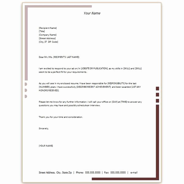 Cover Letter Template Word 2010 Awesome Free Microsoft Word Cover Letter Templates Letterhead and
