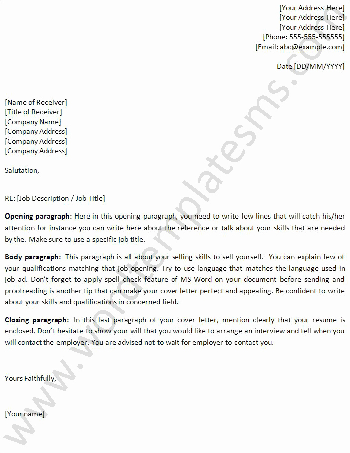 Cover Letter Template Word 2010 Unique Cover Letter Template Word