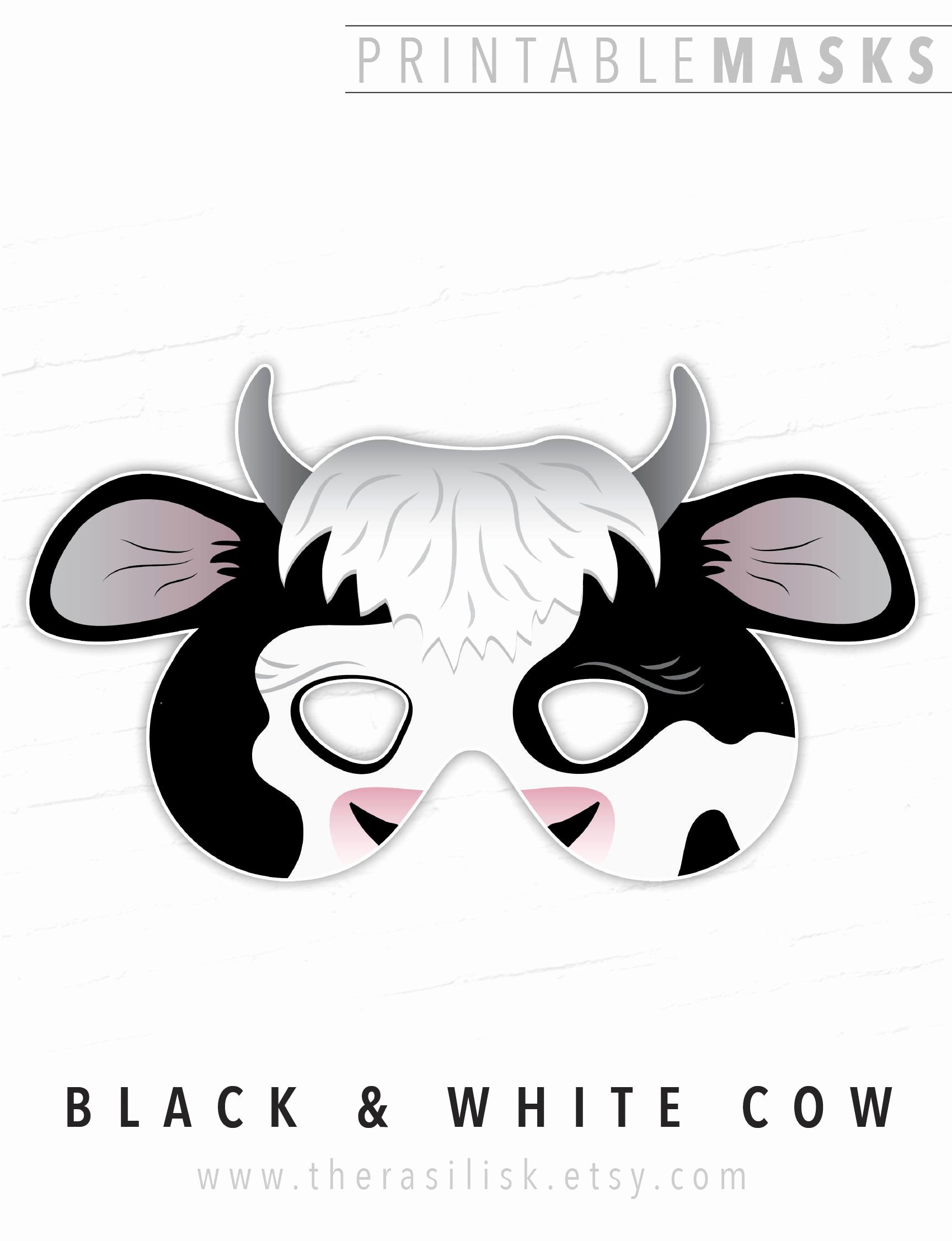 Cow Cut Out Template Awesome Printable Cow Mask Spotted Cow Costume Black and White Cow
