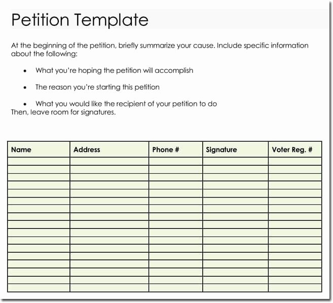 Create A Petition form Elegant Petition Templates Create Your Own Petition with 20