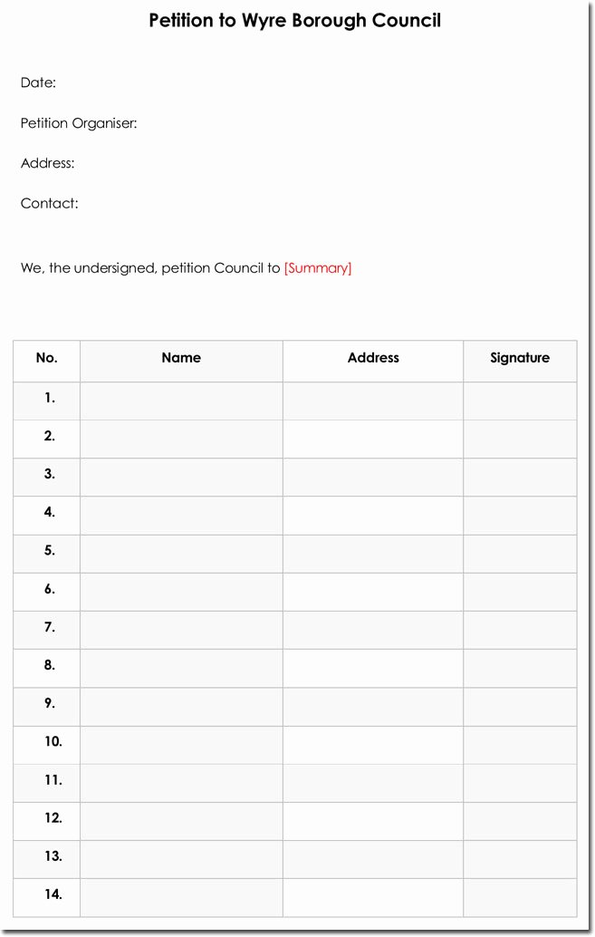 Create A Petition form Fresh Petition Templates Create Your Own Petition with 20