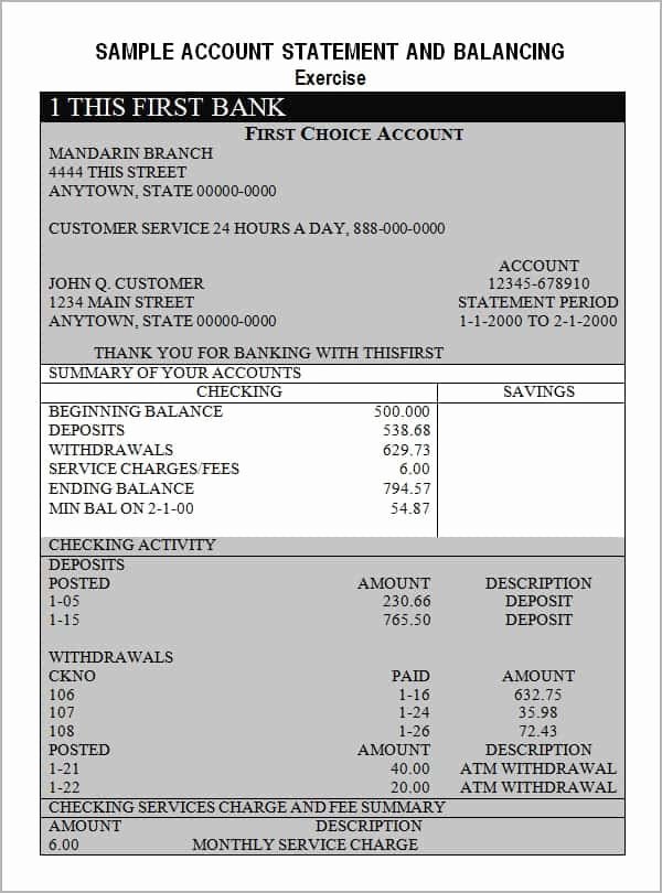 Create Bank Statements Free Unique 9 Free Bank Statement Templates Word Excel Sheet Pdf