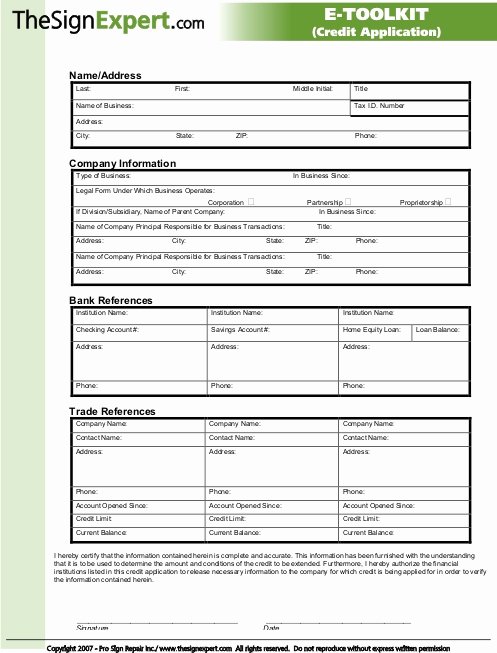 Credit Application form for Business Awesome Free Sign Shop forms