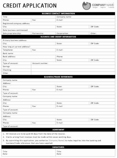 Credit Application form for Business Best Of Mercial Credit Application form